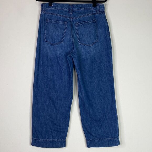 LOFT 2023 High Rise Wide Leg Exposed Button Fly Crop Jeans Women's Size 6 - Picture 2 of 10